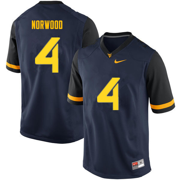 Men #4 Josh Norwood West Virginia Mountaineers College Football Jerseys Sale-Navy